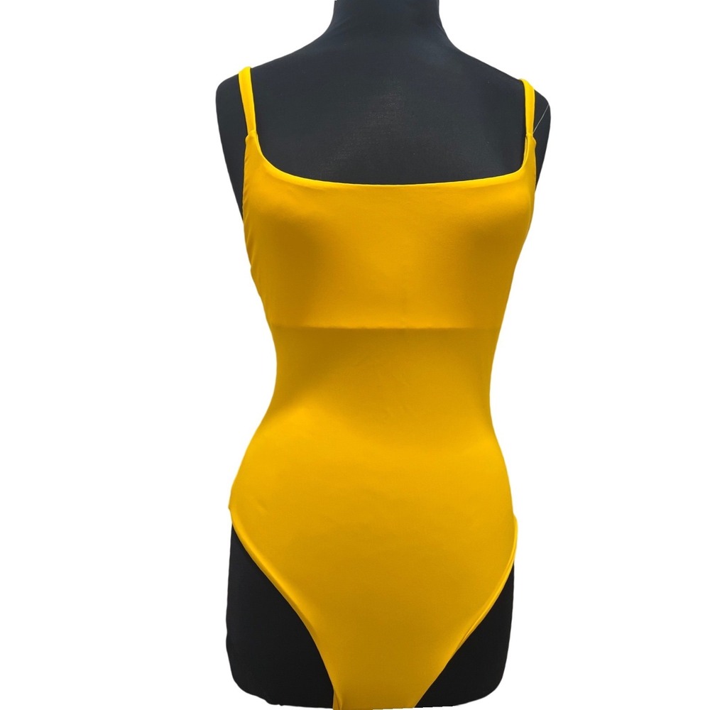 Vince Women Aprico‎ Yellow Square Neck One Piece Swimsuit SWVC114 Size L NWT